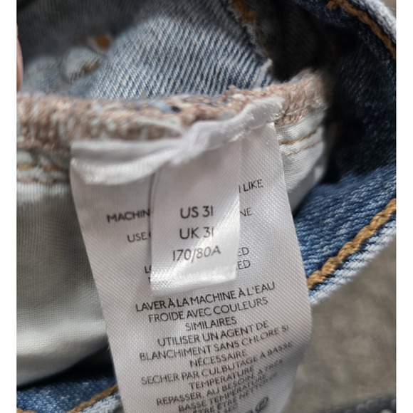 We The Free People Denim Shorts Makai Twist Shout High Rise Distressed Button 31 - Picture 3 of 9